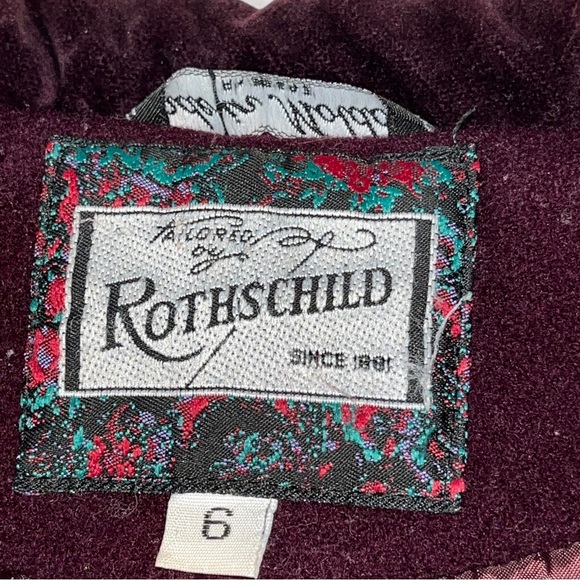 ROTHSCHILD 6 girls rich burgundy plum WOOL COAT formal VELVET TRIM BOW BUTTONS 6 - Picture 16 of 16